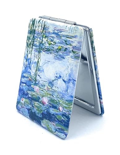 Aeisage Small Hand Mirror Rectangular Compact Magnifying Mirrors Mini Pocket Purse Mirror Compact Travel Mirror Water Lilies Gifts for Women