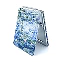 Aeisage Small Hand Mirror Rectangular Compact Magnifying Mirrors Mini Pocket Purse Mirror Compact Travel Mirror Water Lilies Gifts for Women
