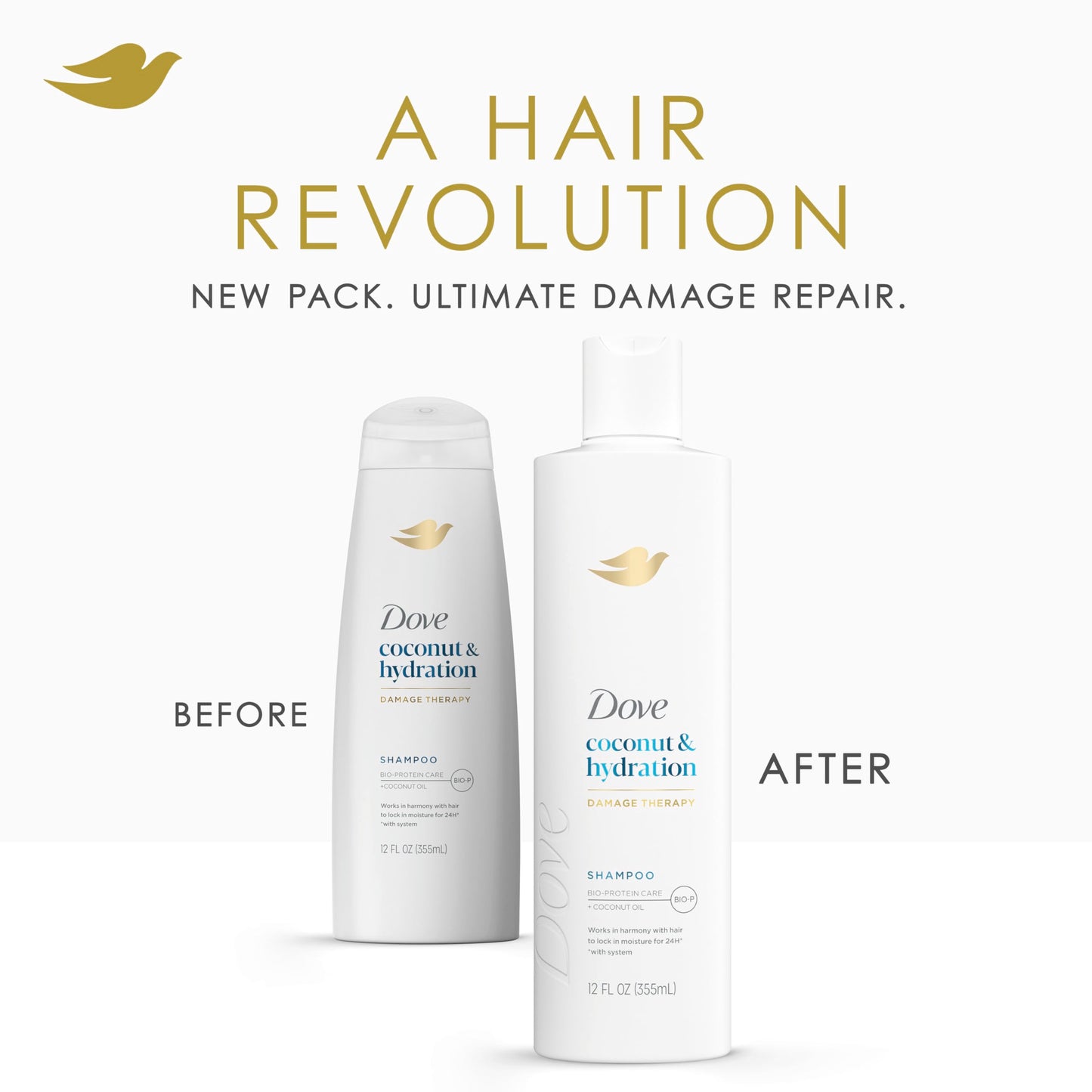 Dove Shampoo Coconut & Hydration for Dry Hair with Bio-Protein Care Technology and Coconut Oil 12 Fl Oz