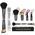 Voxora 4 in 1 Makeup Brush Set - All in One Powder/Blush, Foundation, Blending & Eyeshadow Brushes, Compact & Travel Essential
