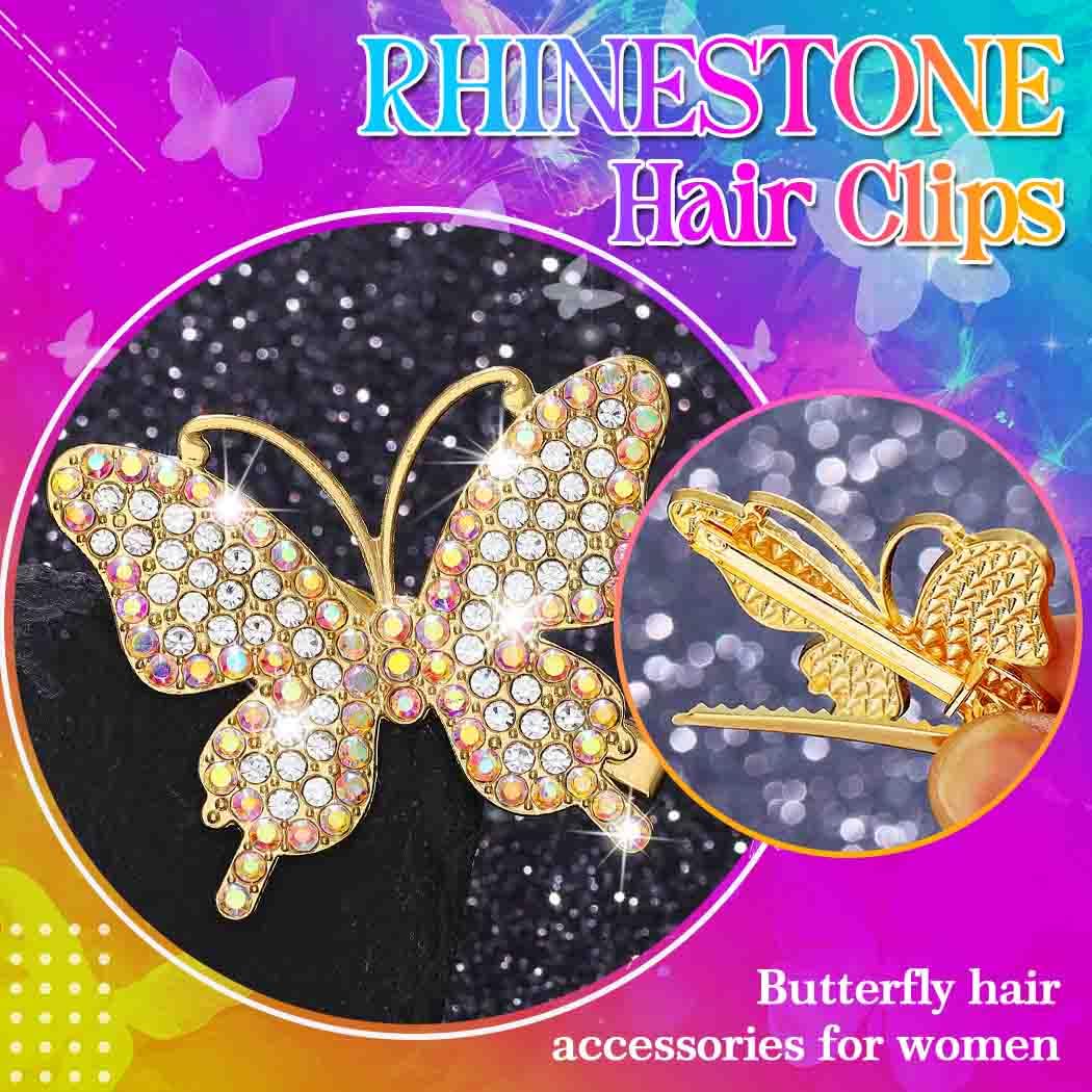 BARTOSI Butterfly Hair Clips Sparkly Rhinestone Hair Barrettes Butterflies Hair Accessories for Women and Girls (Pack of 2)