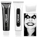 WENJLYJ 2 PCS Black White Cream Face & Body Paint Set, Halloween SFX Makeup Kit, Professional Face Painting Kit for Zombie Skeleton Cosplay Clown
