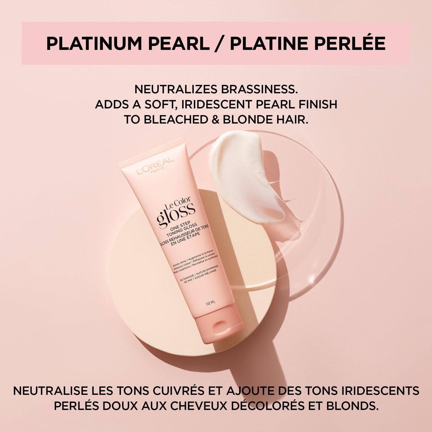 L'Oreal Paris Le Color Gloss One Step In-Shower Toning Hair Gloss for Bleached Hair, Neutralizes Brass, Conditions & Boosts Shine