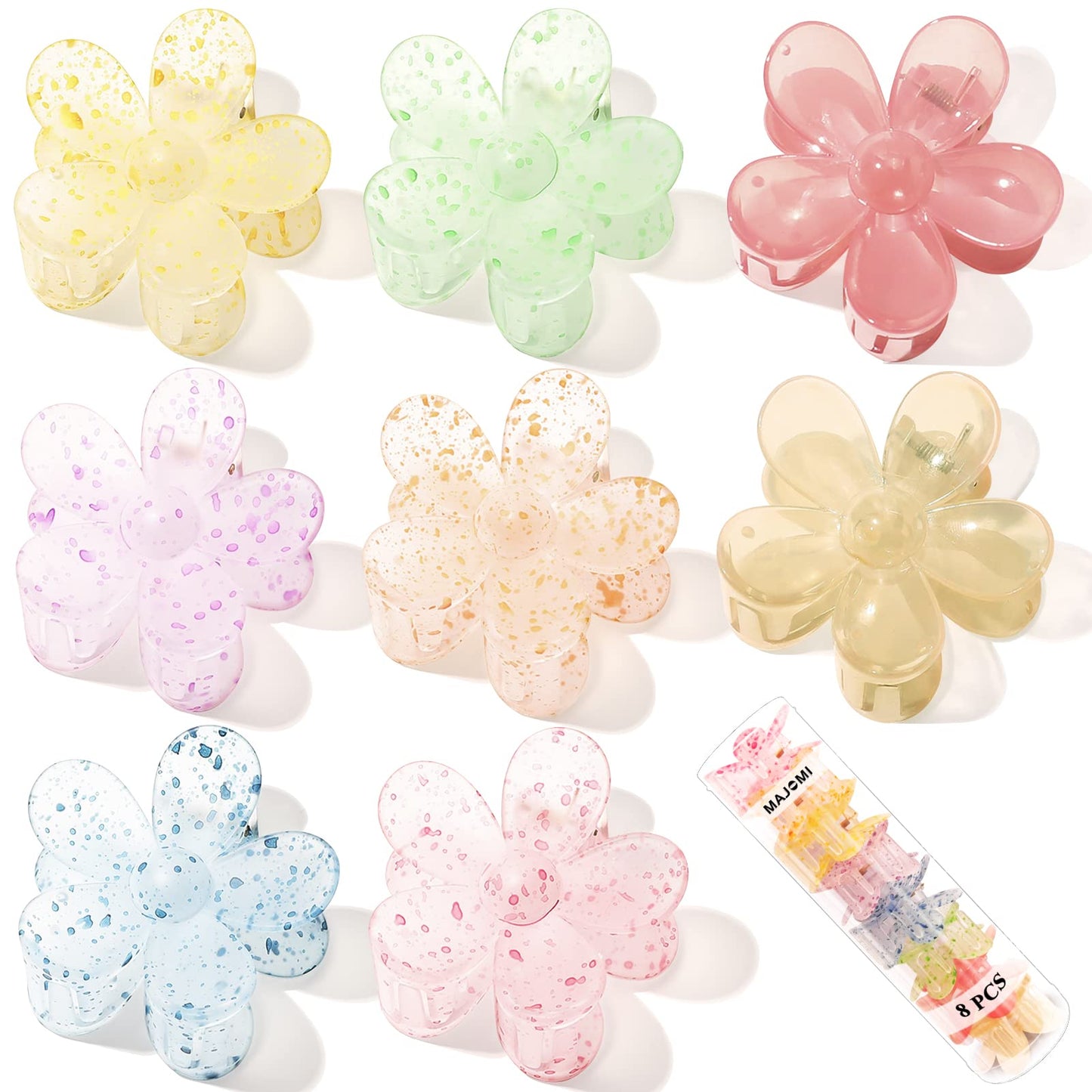 Flower Hair Claw Clips 8PCS Cute Hair Clip Big Daisy Hair Clips Strong Hold Jaw Clip Barrettes Large Hair Clamps Thin Hair Accessories Thick Hair