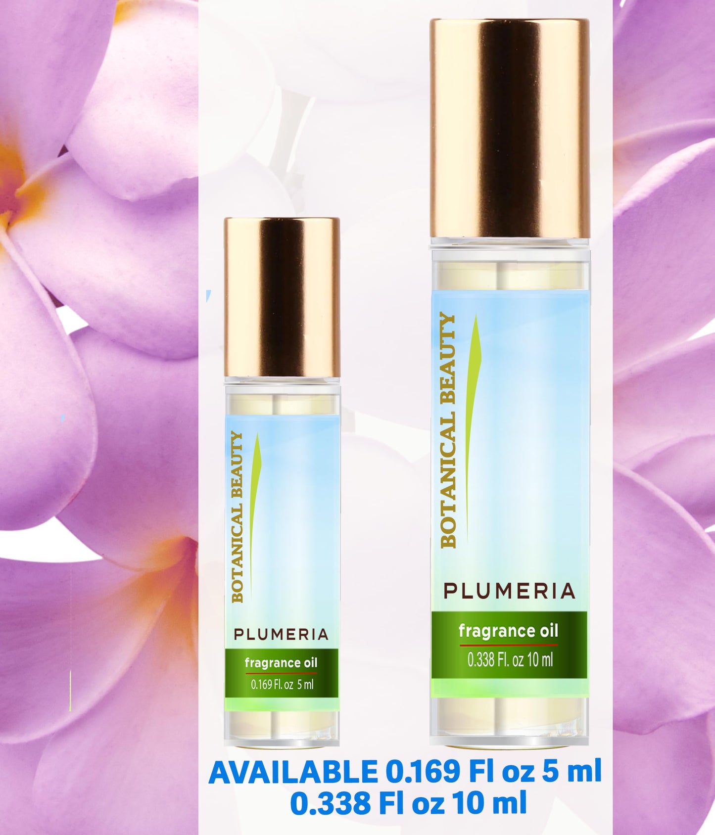 Botanical Beauty PLUMERIA FRAGRANCE OIL ROLL-ON 0.338 FL OZ (10 ML) Rollerball Perfume, Alcohol-Free, Long Lasting