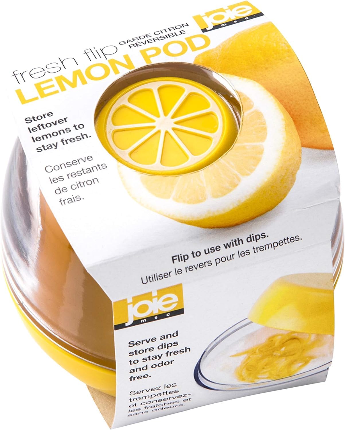 Joie Fresh Flip Pod Lemon Storage Container, Keeps Leftover Half Flavorful and Firm in Fridge, Reusable Kitchen Gadget, BPA Free, Dishwasher Safe