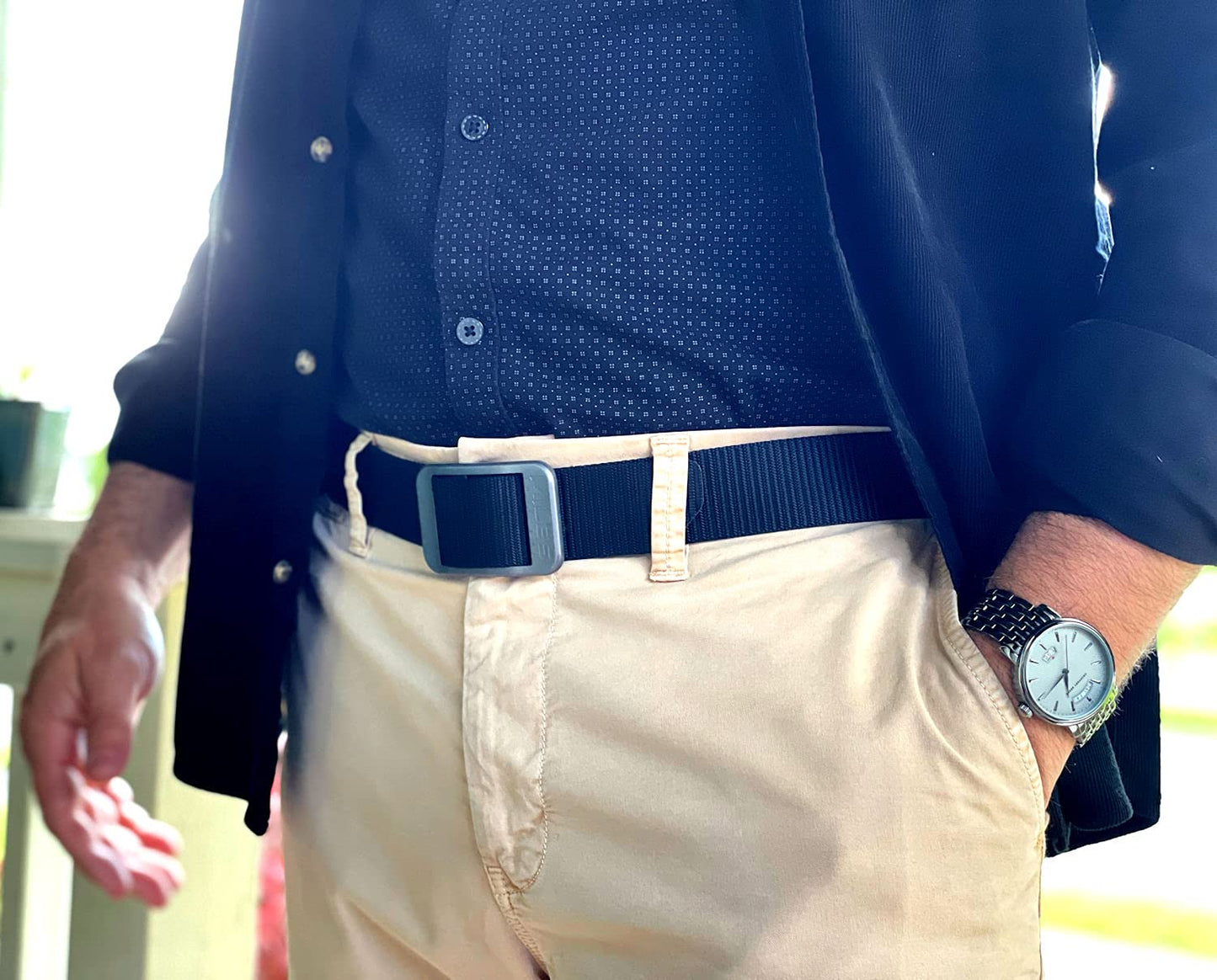 Miles Tactical Nylon Belt with Aluminum Metal Buckle No-Slip Design (Black, Medium)