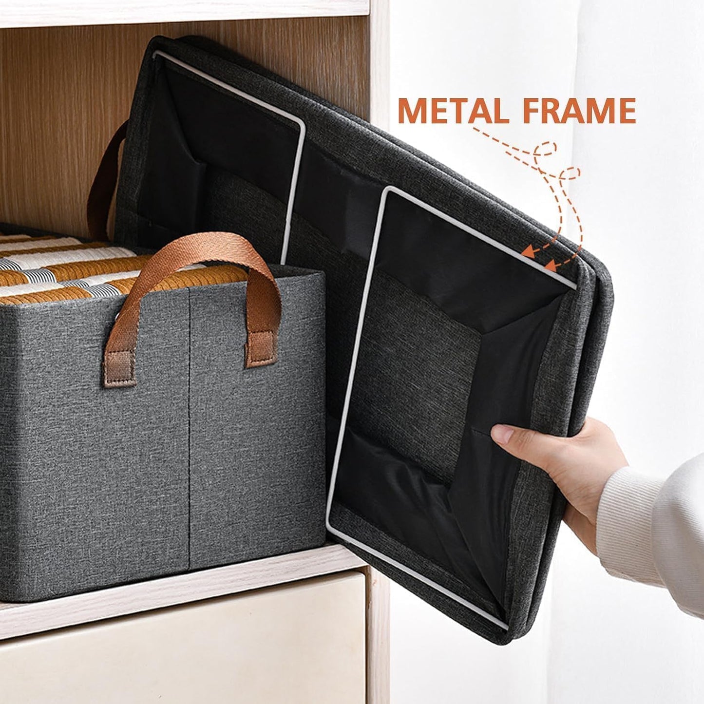 Stomaroy collapsible Fabric Storage Cubes Organizer with Handles, Rectangle Storage Baskets for Clothing Fabric Storage Box with Handles Shelf Basket…