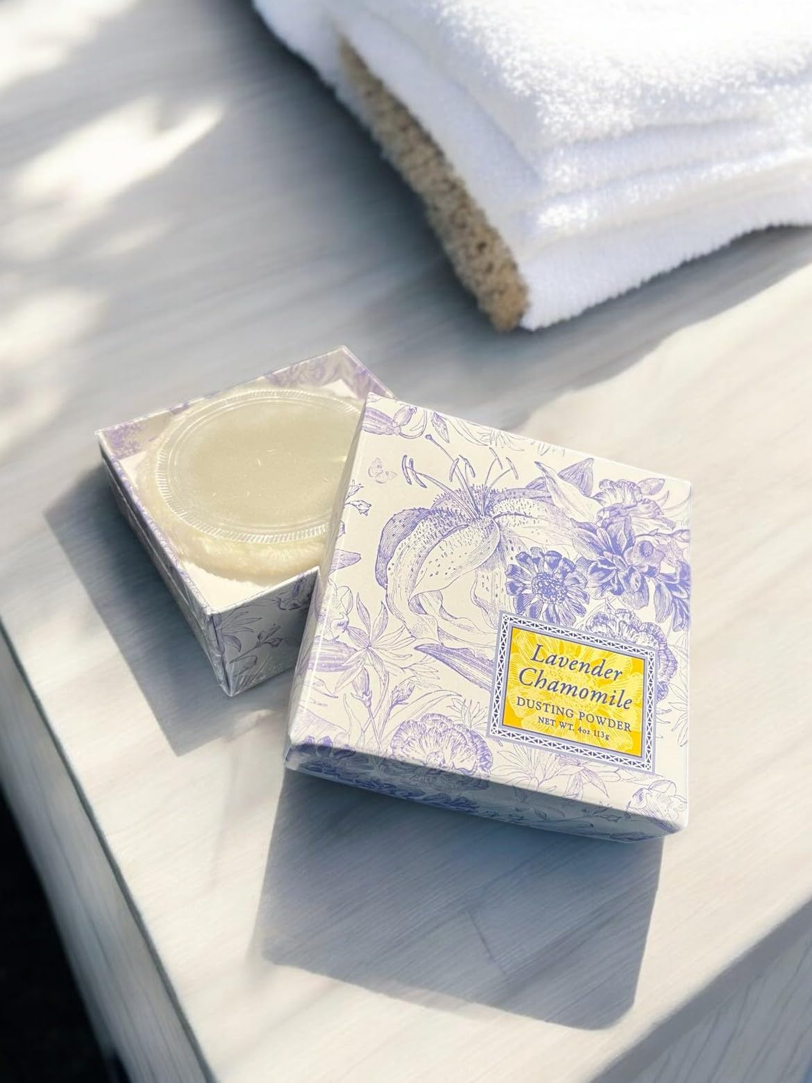 Greenwich Bay Trading Company Lavender Chamomile Dusting Powder - 4 oz, Gentle Talc-Free Body Powder with Soothing Lavender & Chamomile, Ideal for All