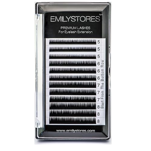 EMILYSTORES Bottom Lash Extension Eyebrow Eyelash Extensions Under Lower False Lashes Mixed J Curl 0.10mm Length 5mm 6mm 7mm 8mm In One Tray