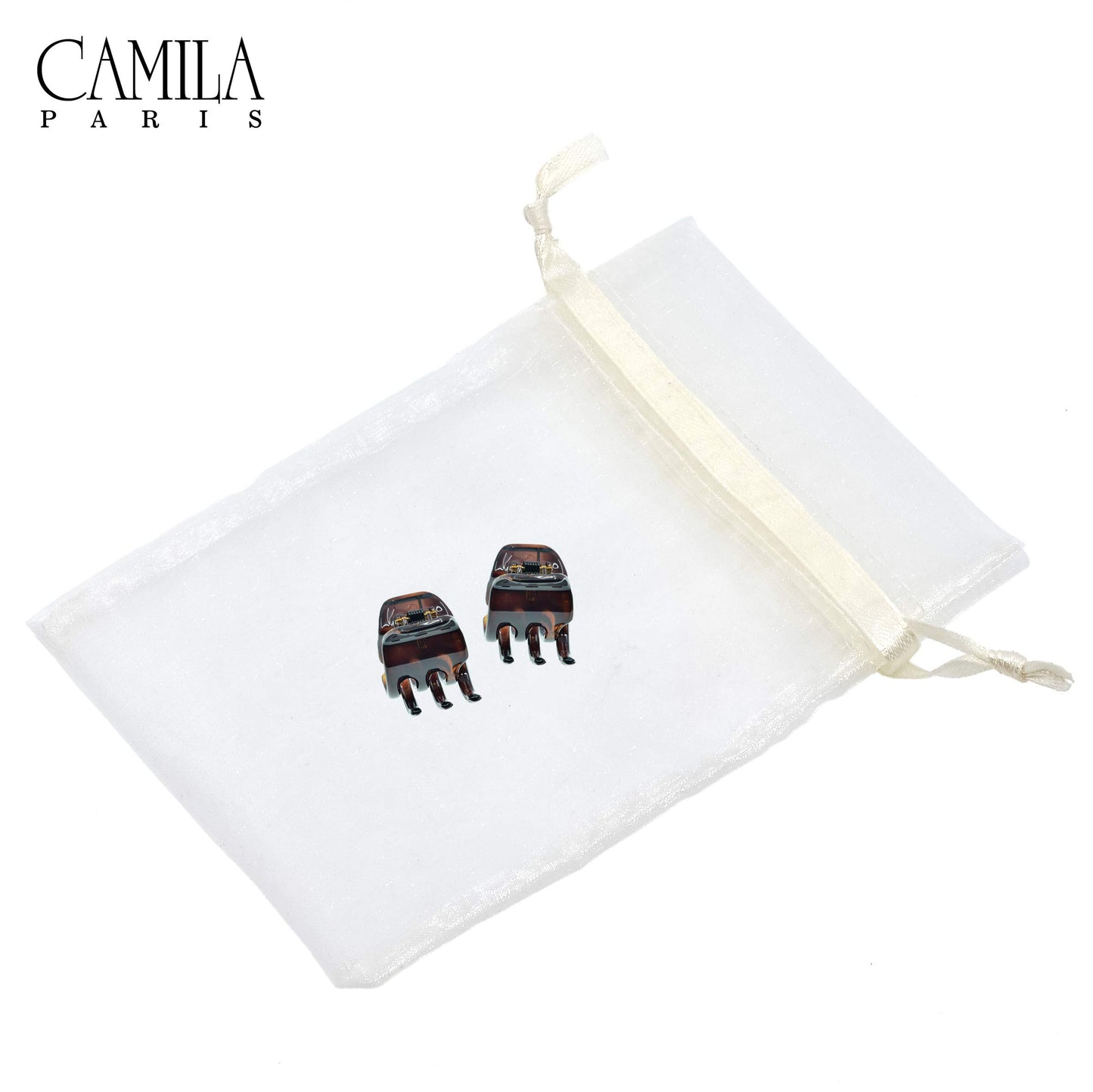 Camila Paris NV123 French Hair Clip for Women, Small Set of 2 Tortoise Girls Hair Claw Clips Jaw. Fashion Durable Styling Hair Accessories for Women