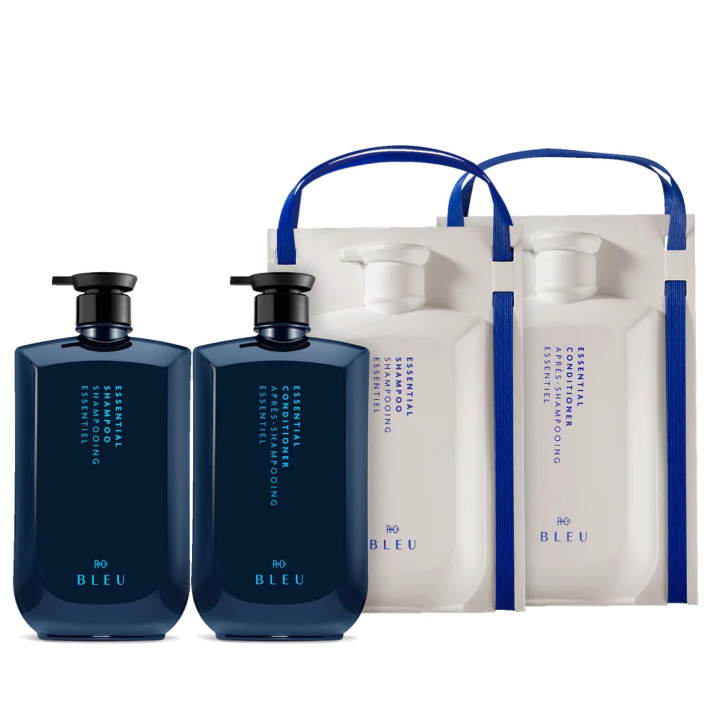 R+Co BLEU Essential Shampoo and Conditioner Liter Set - Daily Cleansing & Lightweight Hydration for All Hair Types - Smooths, Repairs, Detangles
