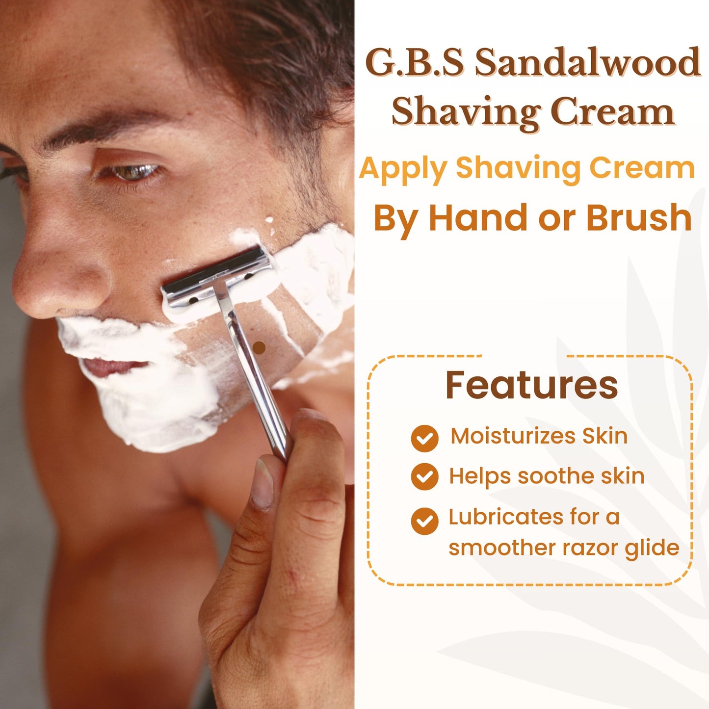 G.B.S Sandalwood Shaving Cream for Sensitive Skin, Hydrates, Nourishes for Close Smooth Shave, Protects Skin from Cuts, Bumps, Redness and Irritation…