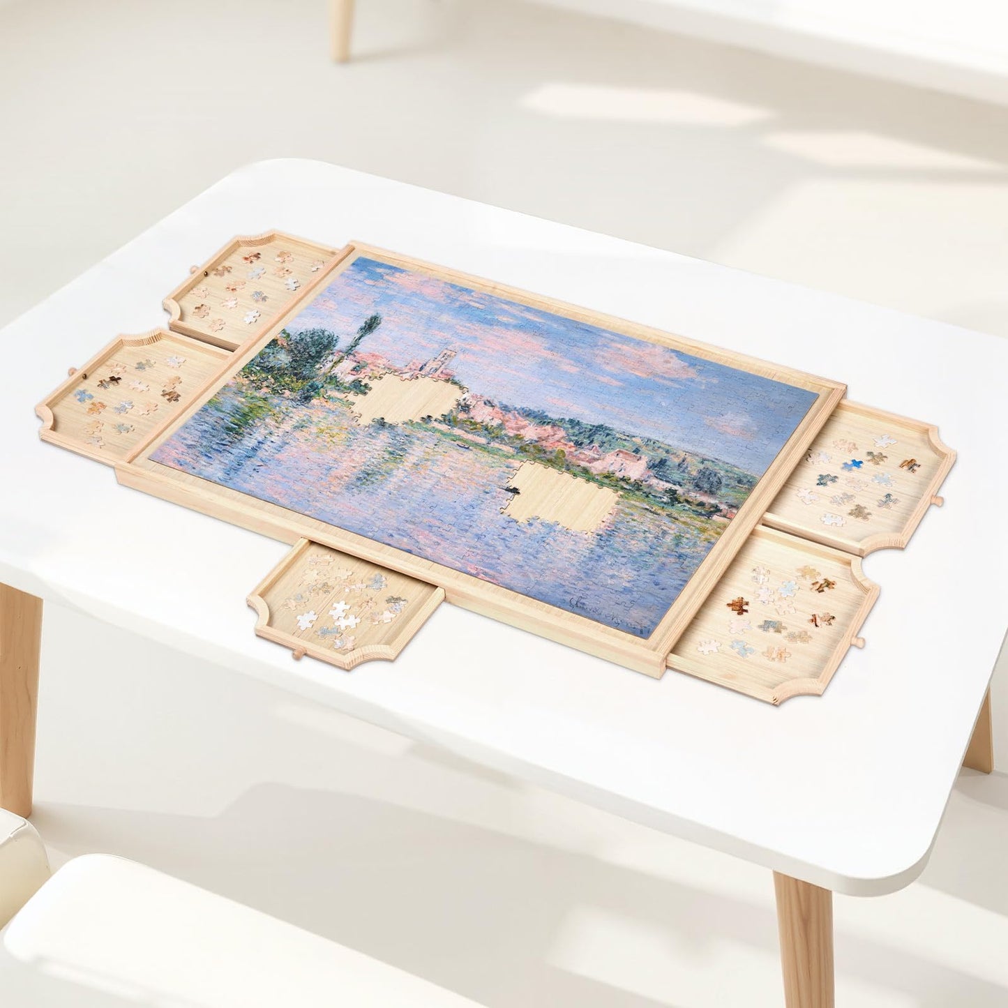 VEVOR 1000 Piece Rotating Puzzle Board – 29x21" Wooden Table with 5 Drawers & Cover, Portable Jigsaw Organizer & Storage Gift for Adults