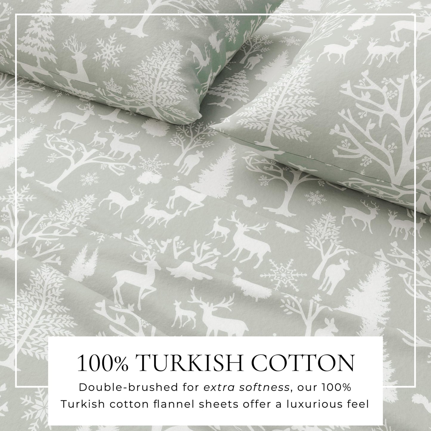 Great Bay Home Flannel Sheet Set Queen Size - 100% Turkish Cotton, Double-Brushed, Lodge-Printed Bed Sheets - Ultra-Soft, Cozy, 4-Piece Bedding Set
