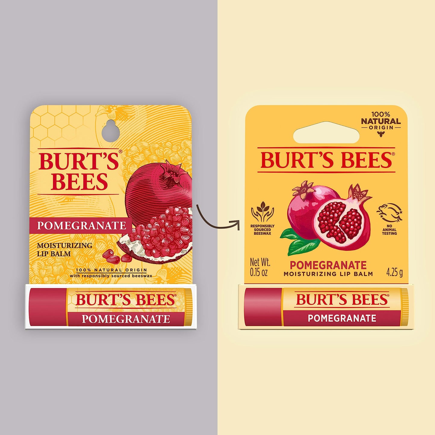 Burt's Bees 100% Natural Moisturizing Lip Balm, Pomegranate with Beeswax and Fruit Extracts, 1 Tube