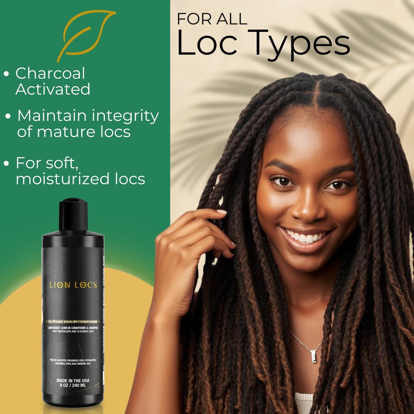 Lion Locs Shampoo and Conditioner for Dreads, Sisterlocks, Locks, & Dreadlocks | Lightweight Vegan Co Wash (8oz)