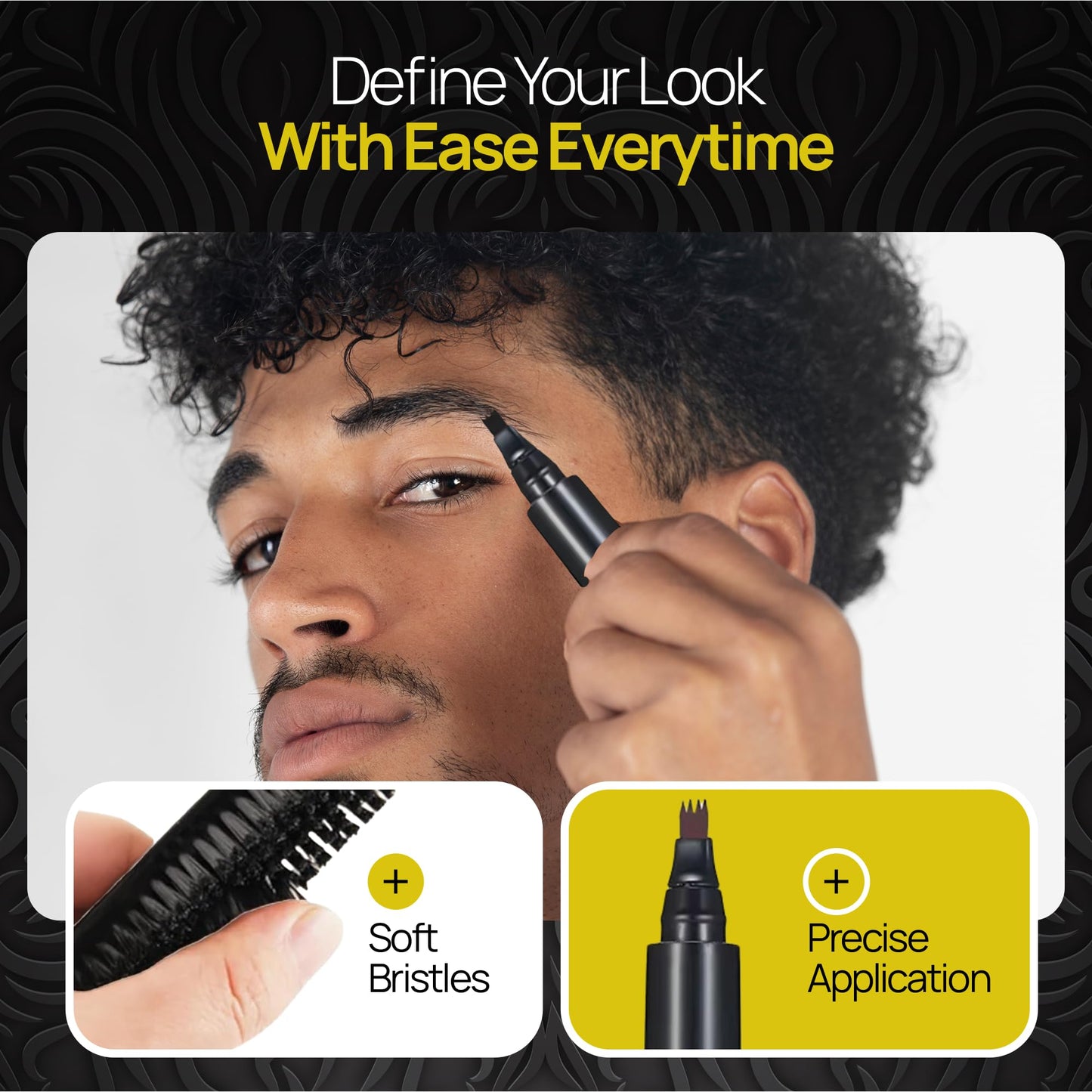 SELZALOT Beard Filler Pen (4-Tip) - Dark Brown Beard Pencil Filler for Men Waterproof Patchy Beard Solution - Beard Filler Kit Long Lasting Beard Beauty and Personal Care SELZALOT