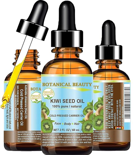 Botanical Beauty KIWI SEED OIL. 100% Pure Natural Undiluted Virgin Cold Pressed Carrier Oil for Face, Skin, Body, Hair, Nail Care (2 Fl Oz)