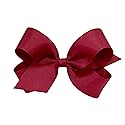 Wee Ones Girls' Plain Wrap Classic Grosgrain Hair Bows on a WeeStay No-Slip Hair Clip, Handmade, Large, Cranberry