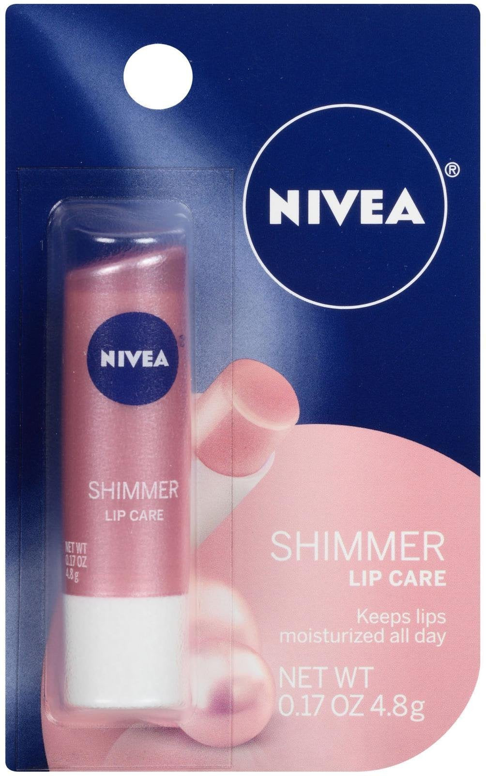 NIVEA Shimmer Lip Care, Moisturizing Lip Balm Stick with Shea Butter and Jojoba Oil, 0.17 Oz