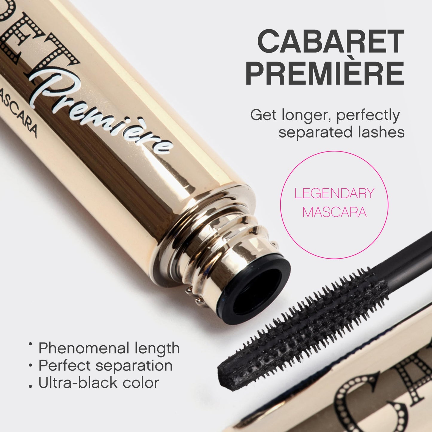 Vivienne Sabó Cabaret Premiere Black Mascara, Volume and Length, Defining, Curling, No Flaking, No Clumping, Smudge Proof, Washable, Cruelty-Free