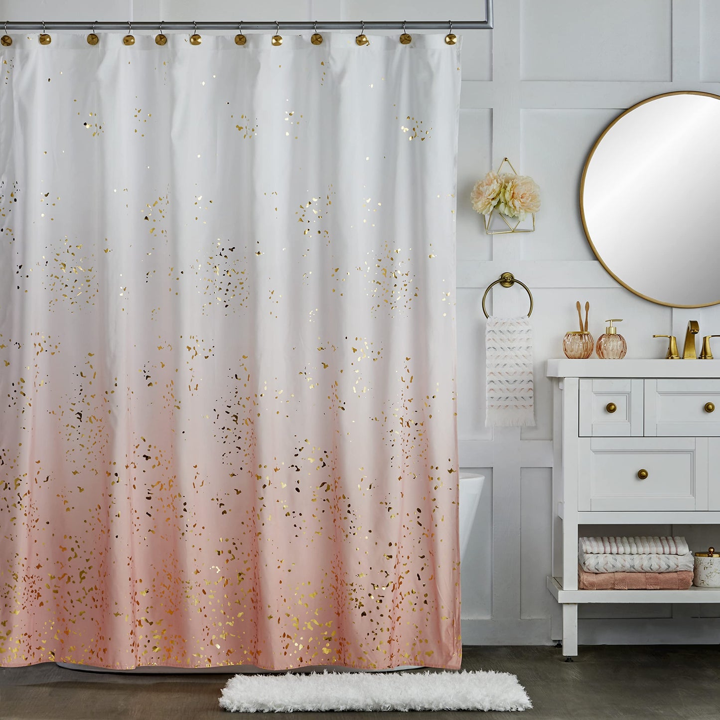 SKL Home by Saturday Knight Ltd. Splatter Fabric Shower Curtain, Pink