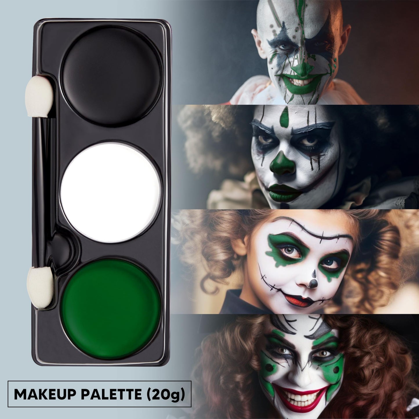 Spooktacular Creations Halloween Makeup Palette 3 Colors Face Body Paint with Brush for Zombie Skeleton Clown Witch Football Baseball Sports SFX