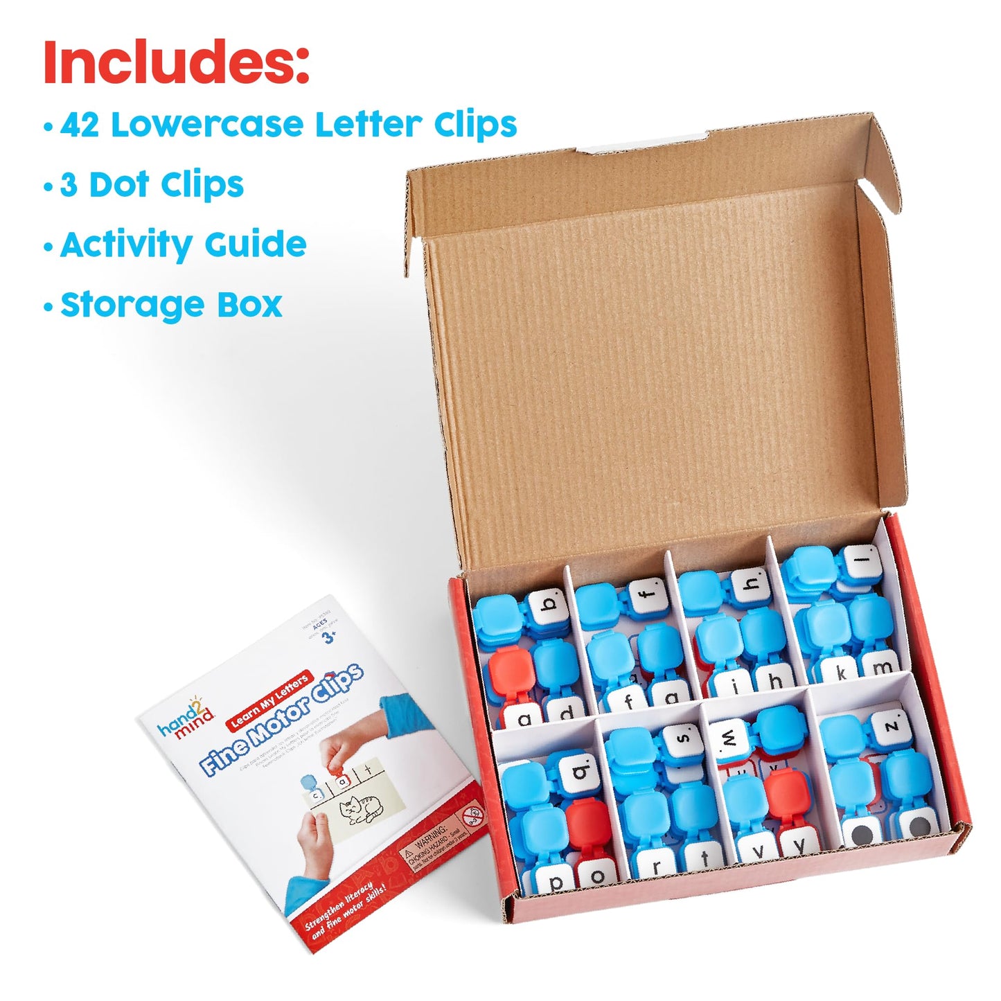 hand2mind Learn My Letters Fine Motor Clips – Alphabet Learning Toy for Toddlers & Preschoolers, Pincer Grasp Activity & Reading Manipulative