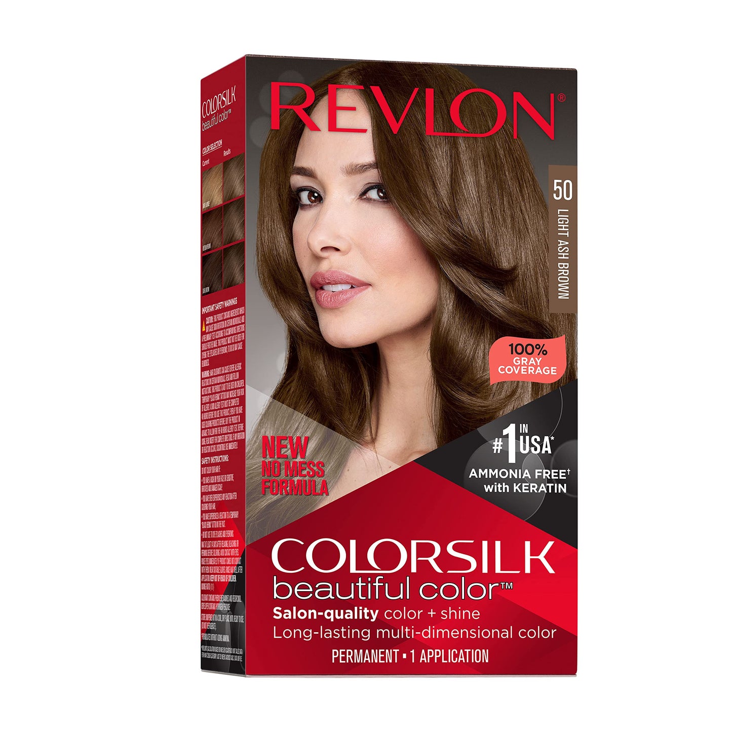 Revlon Colorsilk Beautiful Color Permanent Hair Color, Long-Lasting High-Definition Color, Shine & Silky Softness with 100% Gray Coverage, Ammonia