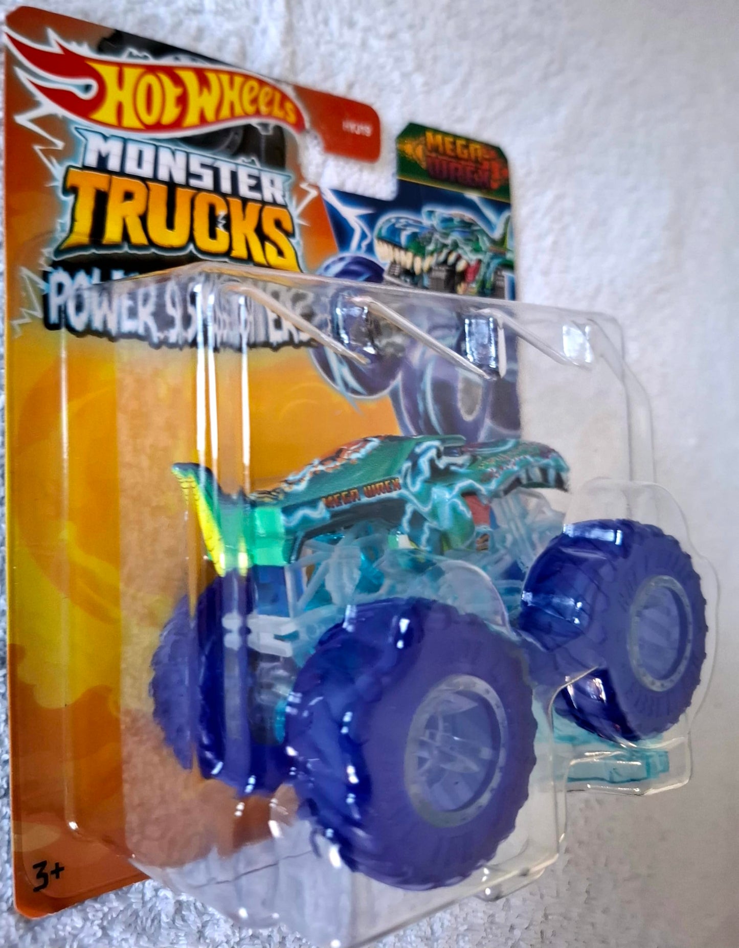 Hot Wheels Monster Trucks Mega-Wrex 2024, Power Smashers, Includes Crushed Car