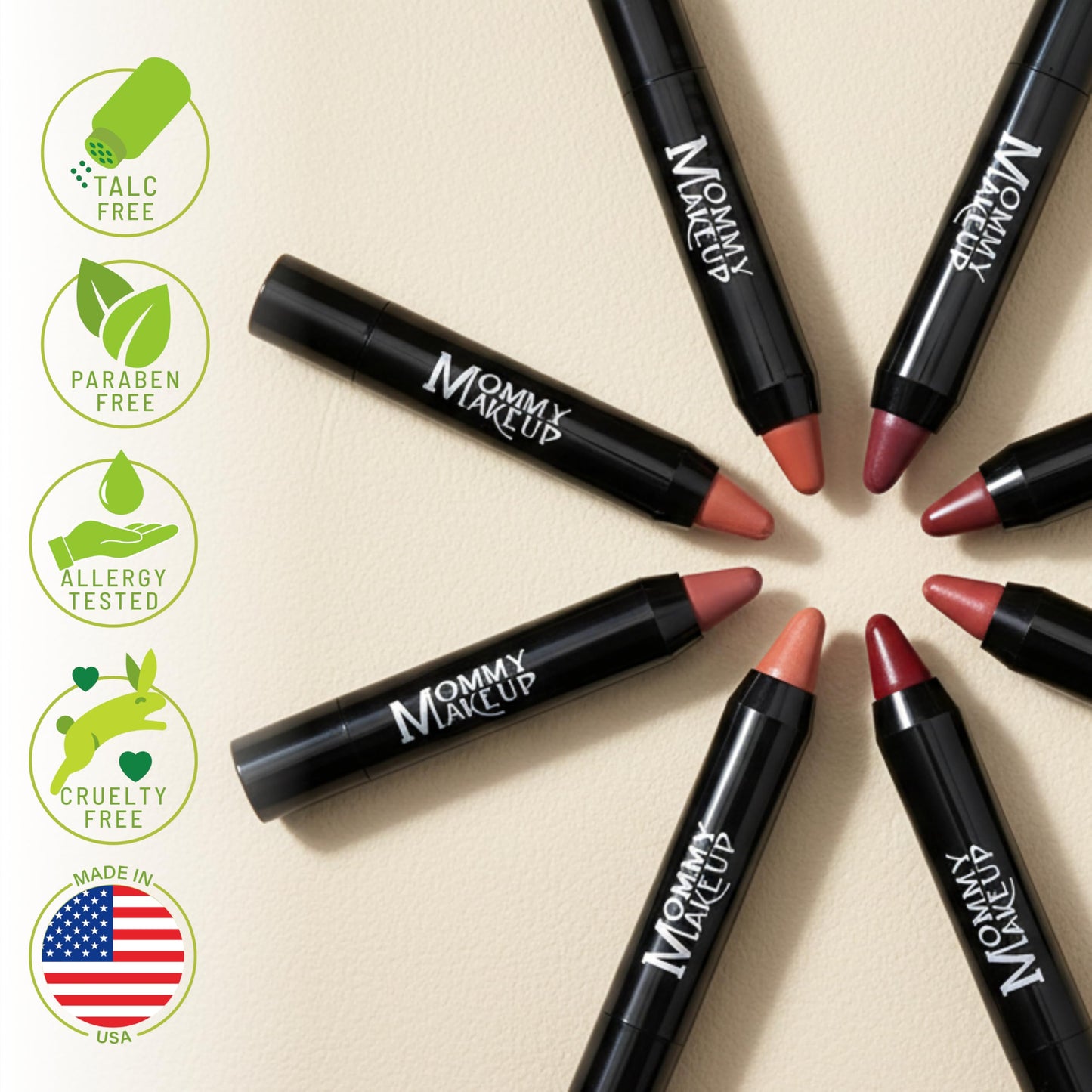 Mommy Makeup Triple Sticks Lipstick, Cream Blush & Treatment All-In-One with Shea & Cocoa Butter - Soft & Creamy Moisturizing Lip Crayon For Lips &