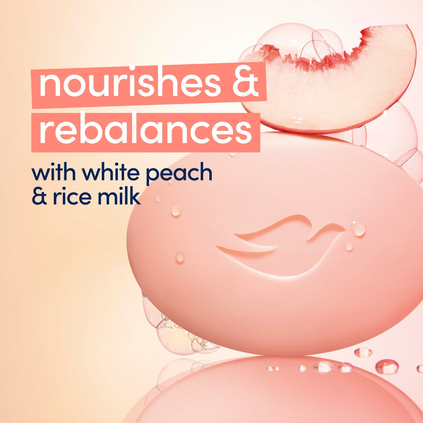 Dove Beauty Bar Soap Rebalancing White Peach & Rice Milk, 14 Count for a Nourished and Moisturized Skin, with ¼ Moisturizing Cream Plant-Based