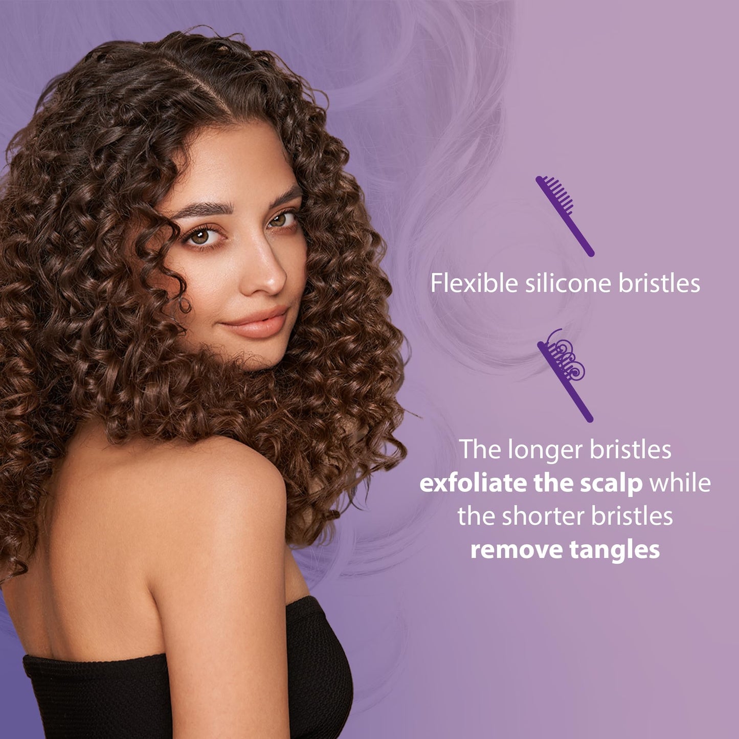 Curl Keeper Flexy Hair Brush, Purple - Detangling Hair Brush with Flexible Bristles for Shower Use, Combing Through Curls & Removing Tangles