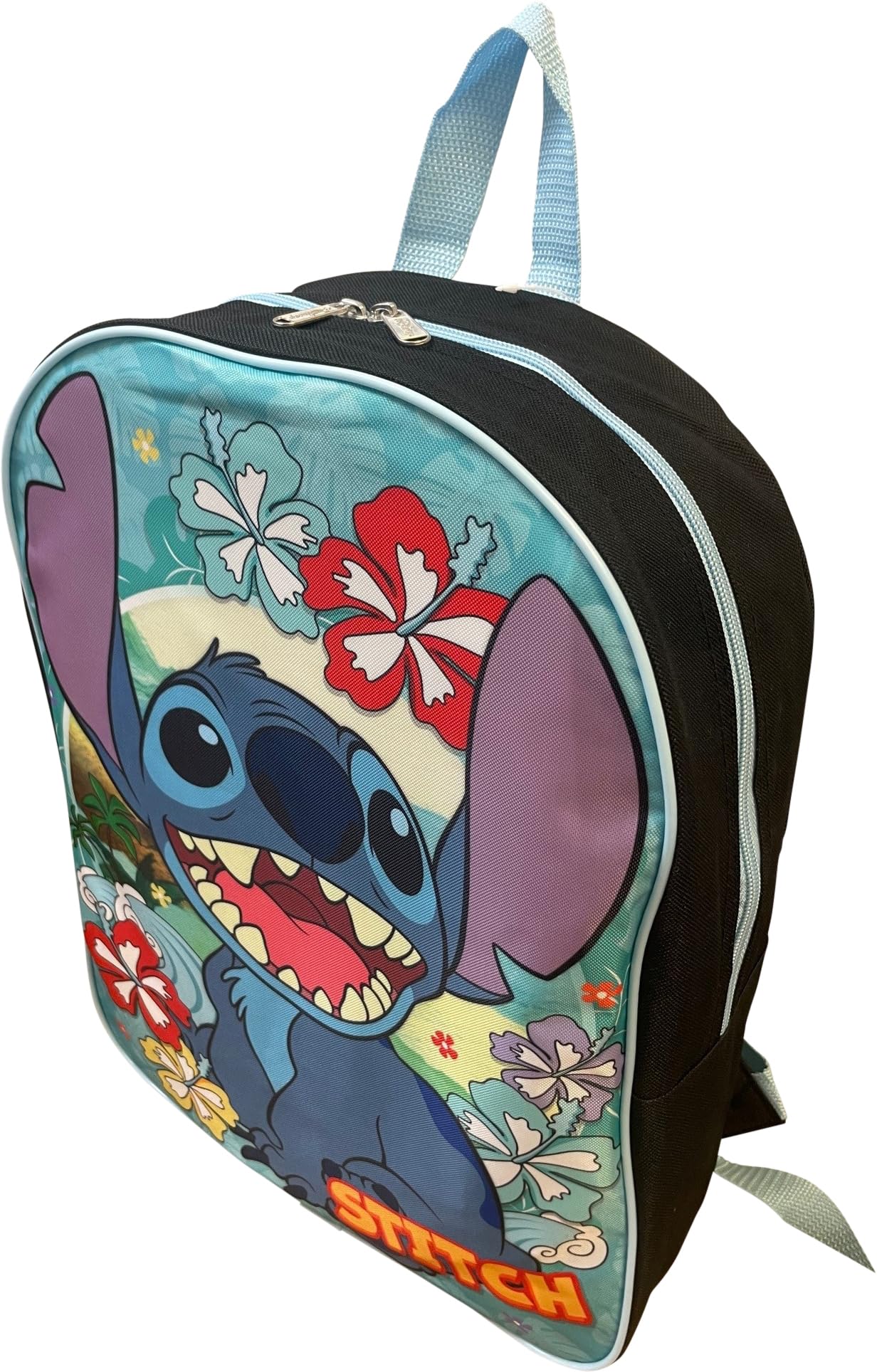 Ruz Stitch Unisex Licensed 15 Inch School Bag Backpack (Black-Blue)