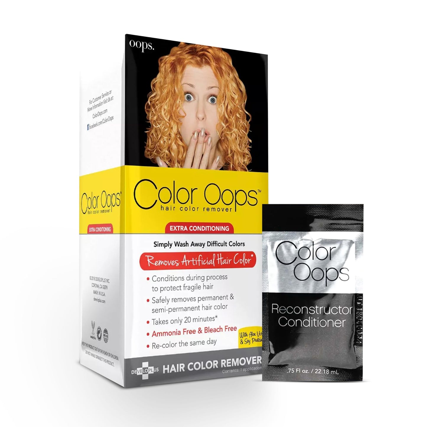 Color Oops Extra Conditioning Hair Color Remover and Reconstructor Conditioner Bundle, Hair Dye Remover Processes in 20 Minutes, Safely Removes