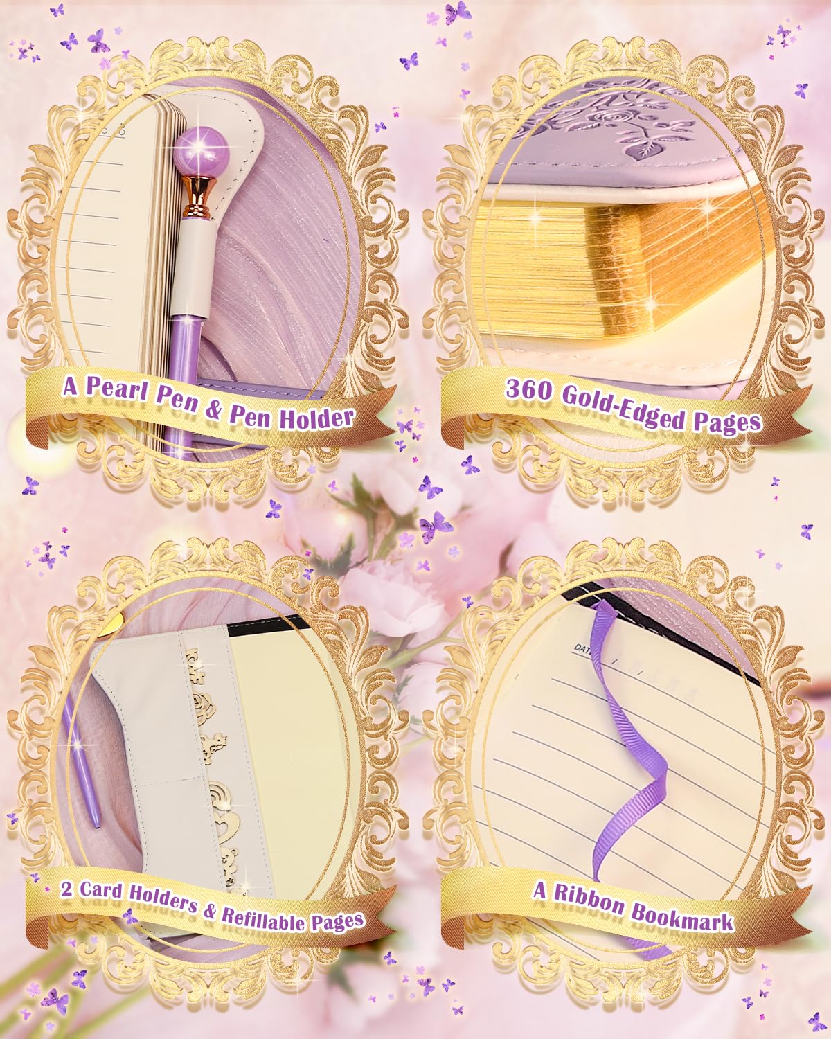 hi! SCI Girls Diary with Lock & Keys – 360 Page Journal with Pen, Cute Lavender Purple Set, Gift for Teen Girls Ages 8–14