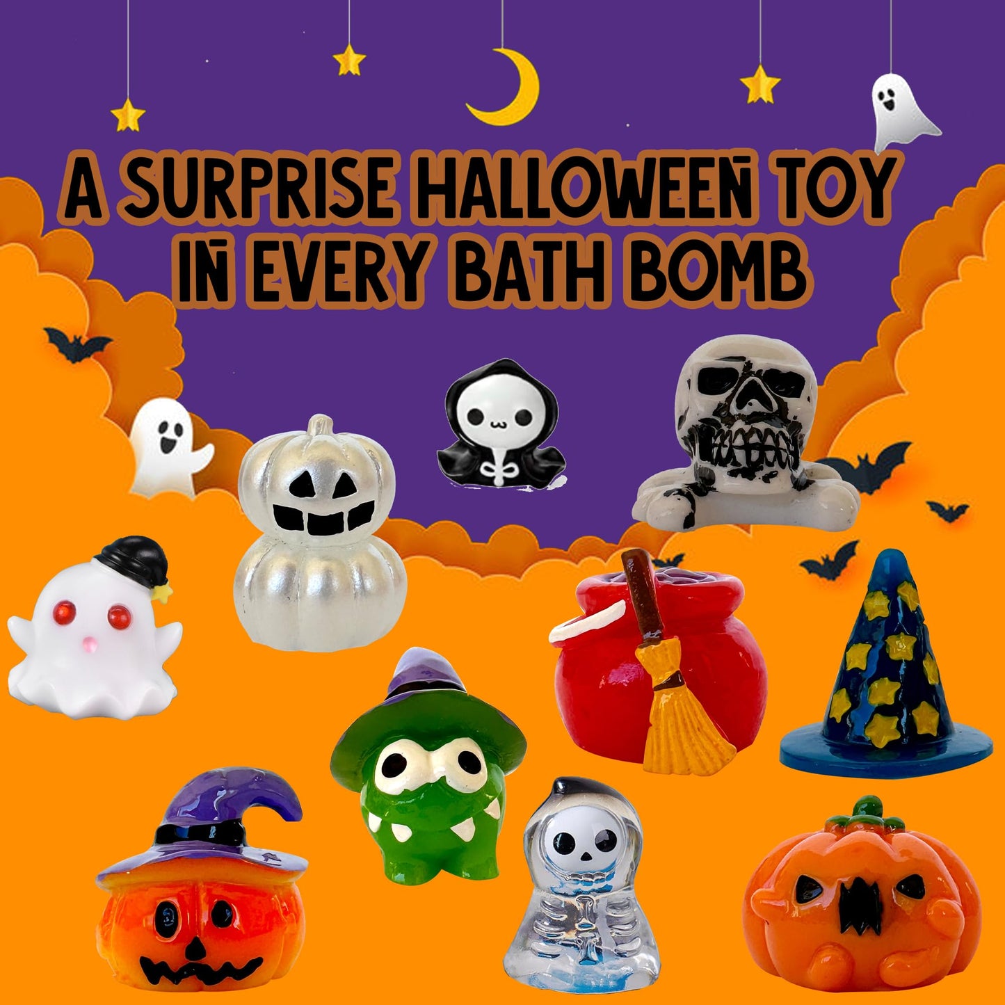 Bath Bombs for Kids with Surprise Toys Inside - Set of 9 Organic Halloween Bath Bombs, Gentle and Safe - Fizzy Balls with Rainbow Bubbles, Halloween…