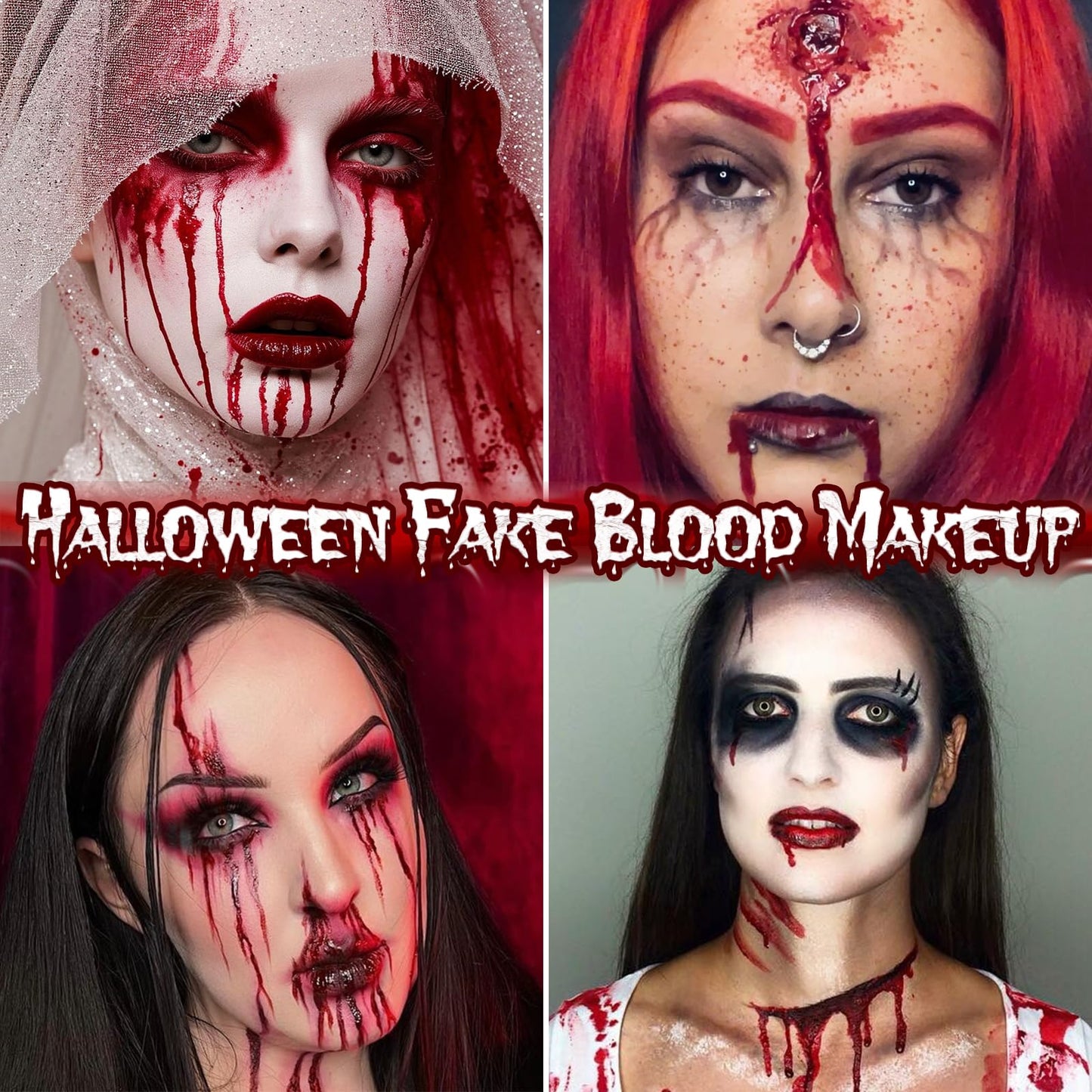 Fake Blood Spray for Halloween, 2fl oz Washable Fake Blood Makeup, Realistic Fake Blood, Fake Blood for Face, Perfect for Costume, Vampire, Clown&SFX