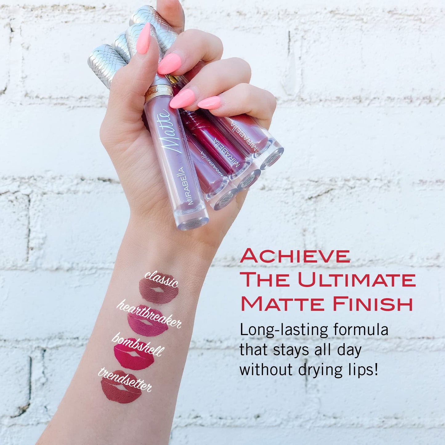 Mirabella Luxe Advanced Formula Matte Lip Gloss, Richly Pigmented Long-Wear and Full-Coverage Liquid Lipstick, Matte Lipstick for Women Stays Put and