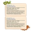 Wavertree & London Santal & Cardamon Scented Natural Soap Bars (2 Bars), 7oz Moisturizing French Triple Milled Soap enriched with shea butter - Plant
