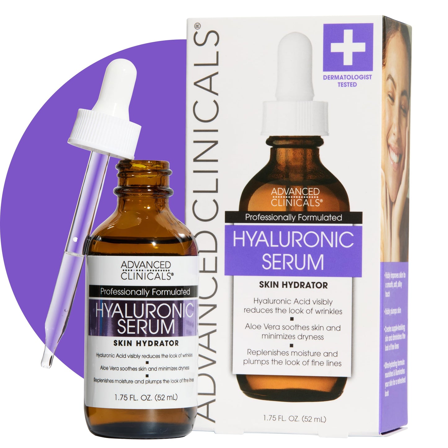 Advanced Clinicals Hyaluronic Acid Serum For Face | Moisturizing Facial Skin Care Products | Hydrating Serum For Face Helps Improve Look Of Wrinkles