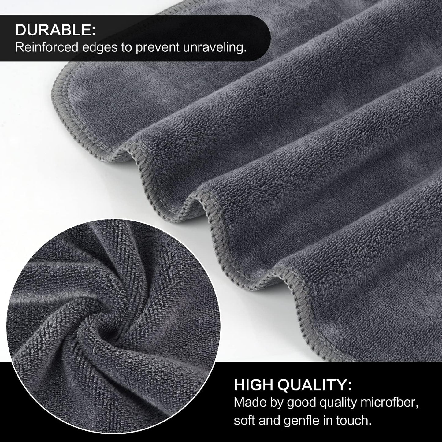 SINLAND Microfiber Facial Cloths Fast Drying Washcloth 12inch x 12inch Grey 10 pack Beauty and Personal Care SINLAND