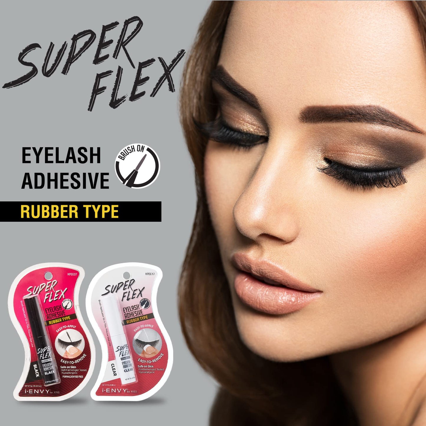 i•Envy Super Flex Brush Eyelash Adhesive Rubber Type Black 0.176 oz KPEG07
