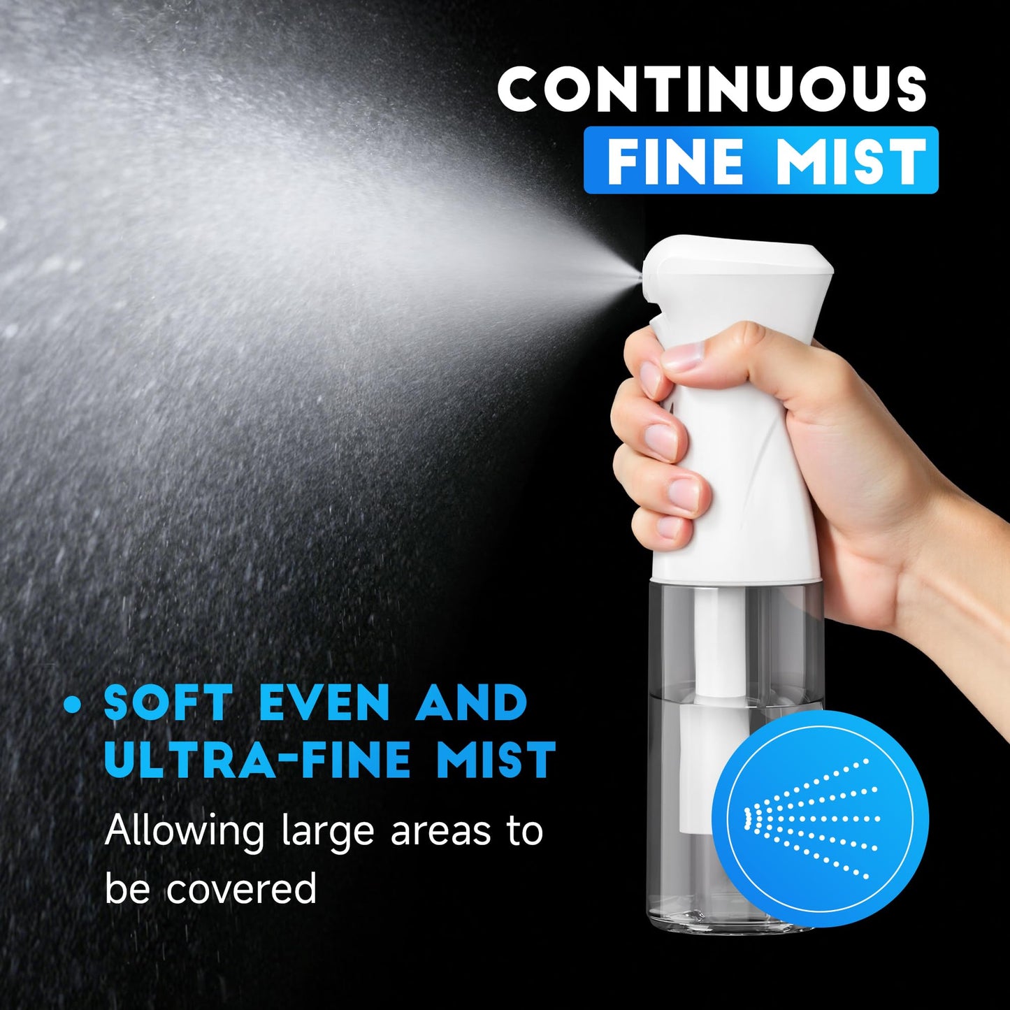 3 Pack Spray Bottle for Hair - Continuous Hair Spray Bottles Refillable Mister Sprayer for Hairstyling, Plants, Pets, Skincare, Cleaning (6.8 Beauty and Personal Care Plaode
