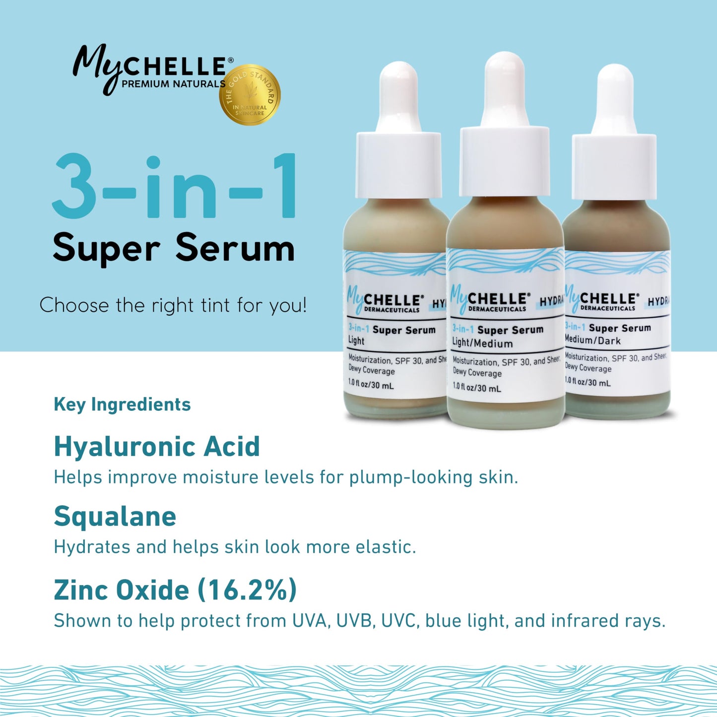MyCHELLE Light/Medium 3-in-1 Super Serum, 1 oz Beauty & Personal Care MyChelle Dermaceuticals