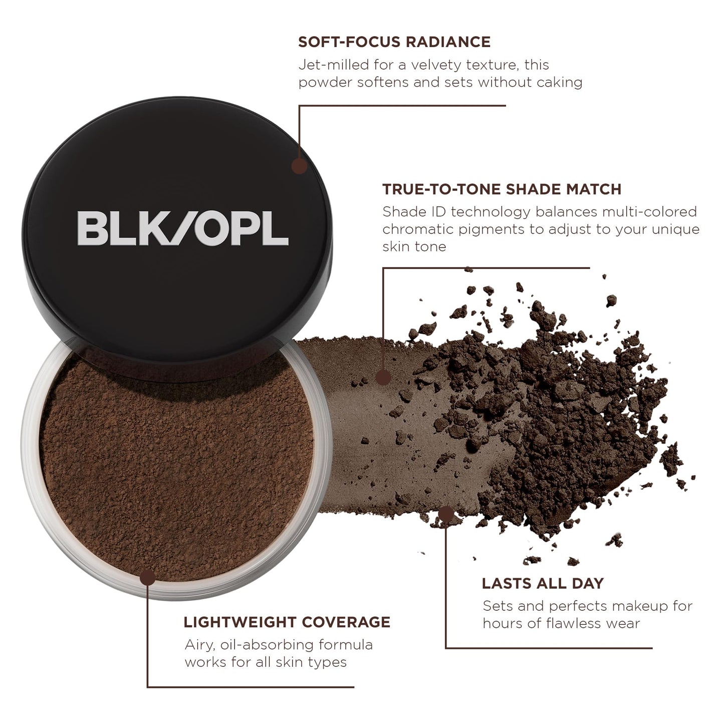 BLK/OPL TRUE COLOR Soft Velvet Finishing Powder, Deep - hypoallergenic, paraben-free, and cruelty-free