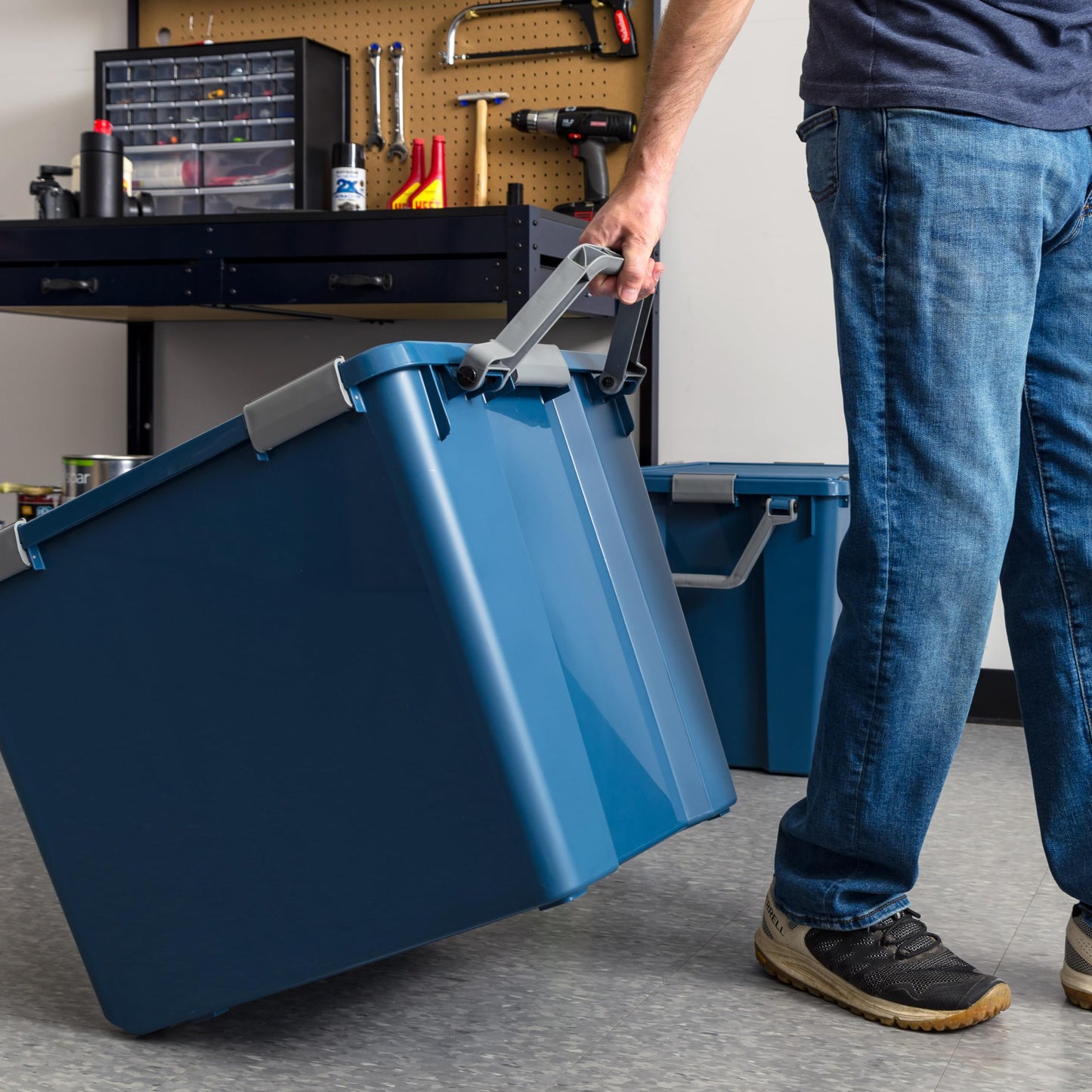 IRIS USA WeatherPro 103 Qt Eco-Friendly Storage Bins with Lids, 2 Pack, BPA-Free Plastic Gasket Box with Tight Latch and Seal, Stackable Nestable…