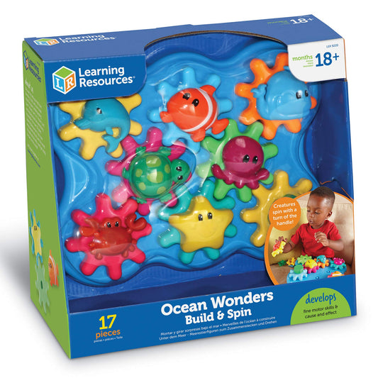 Learning Resources Ocean Wonders Build & Spin, Gears Toy & Building Set, 17 Pieces, Ages 18+ months