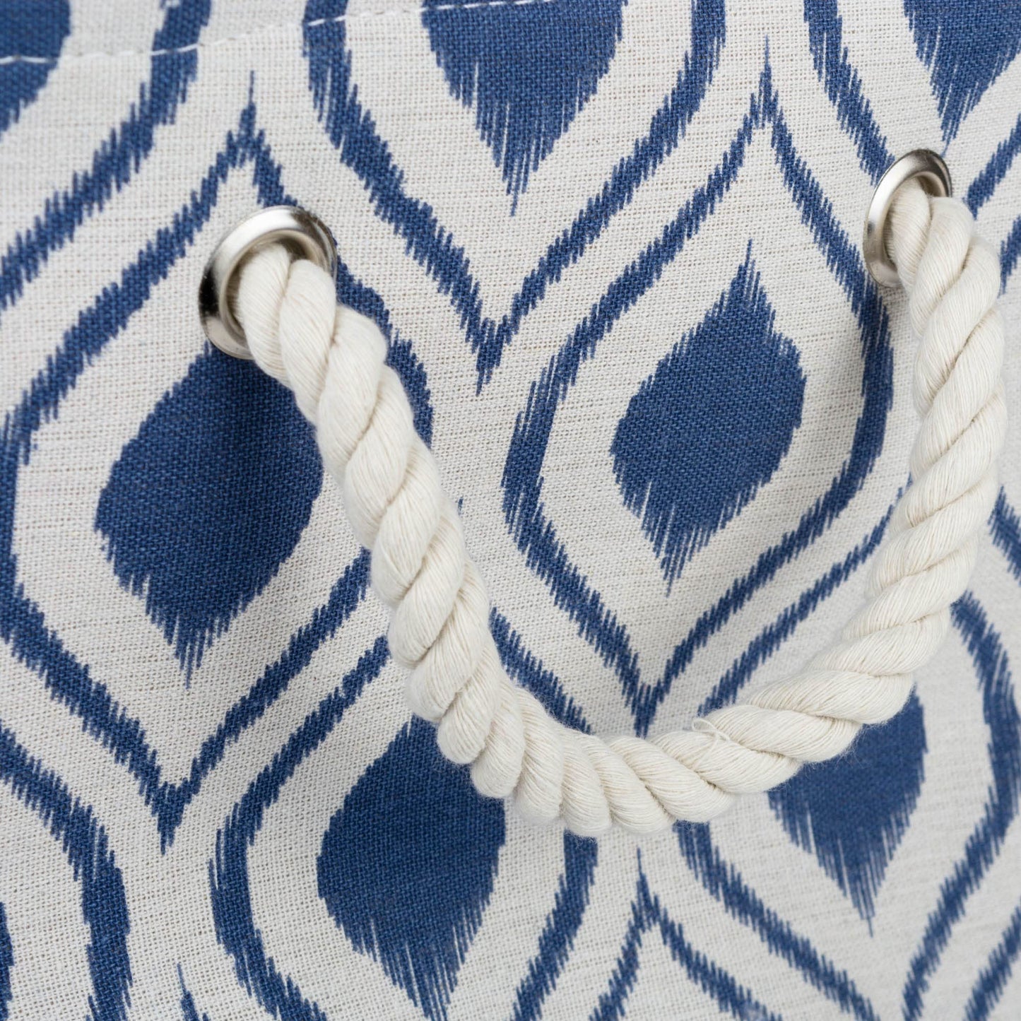 DII Polyester Container with Handles, Ikat Storage Bin, Large, French Blue